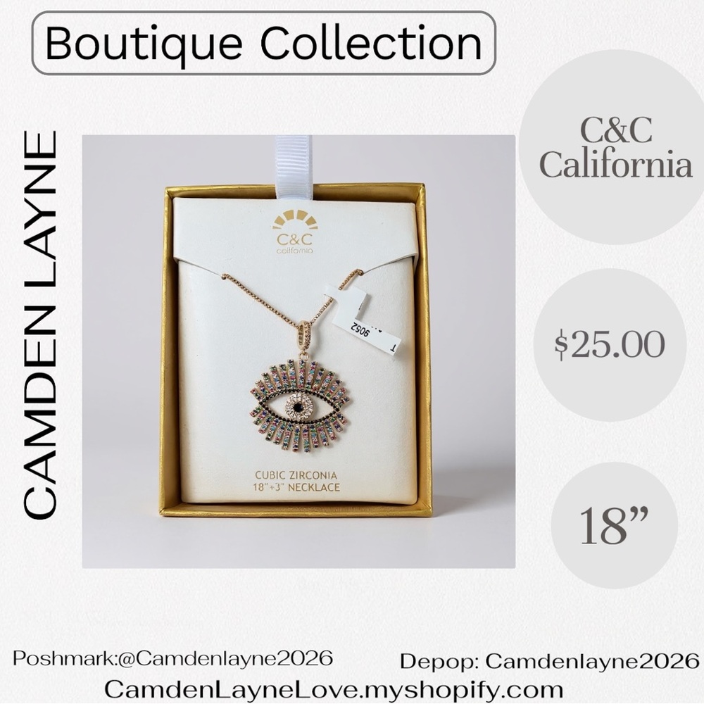 C&C California Gold and Multicolor Eye Pendant Necklace - Picture 1 of 3